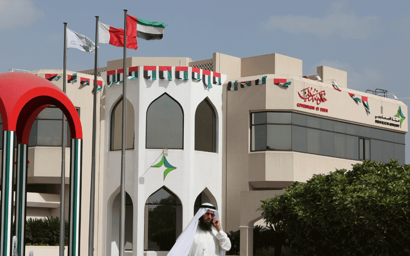 Medical professional reviewing patient documents and medical records in a modern UAE healthcare facility