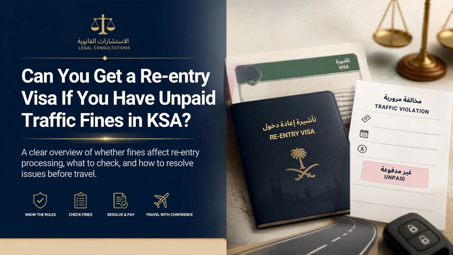 Traffic fine notice affecting a re-entry visa application in Saudi Arabia
