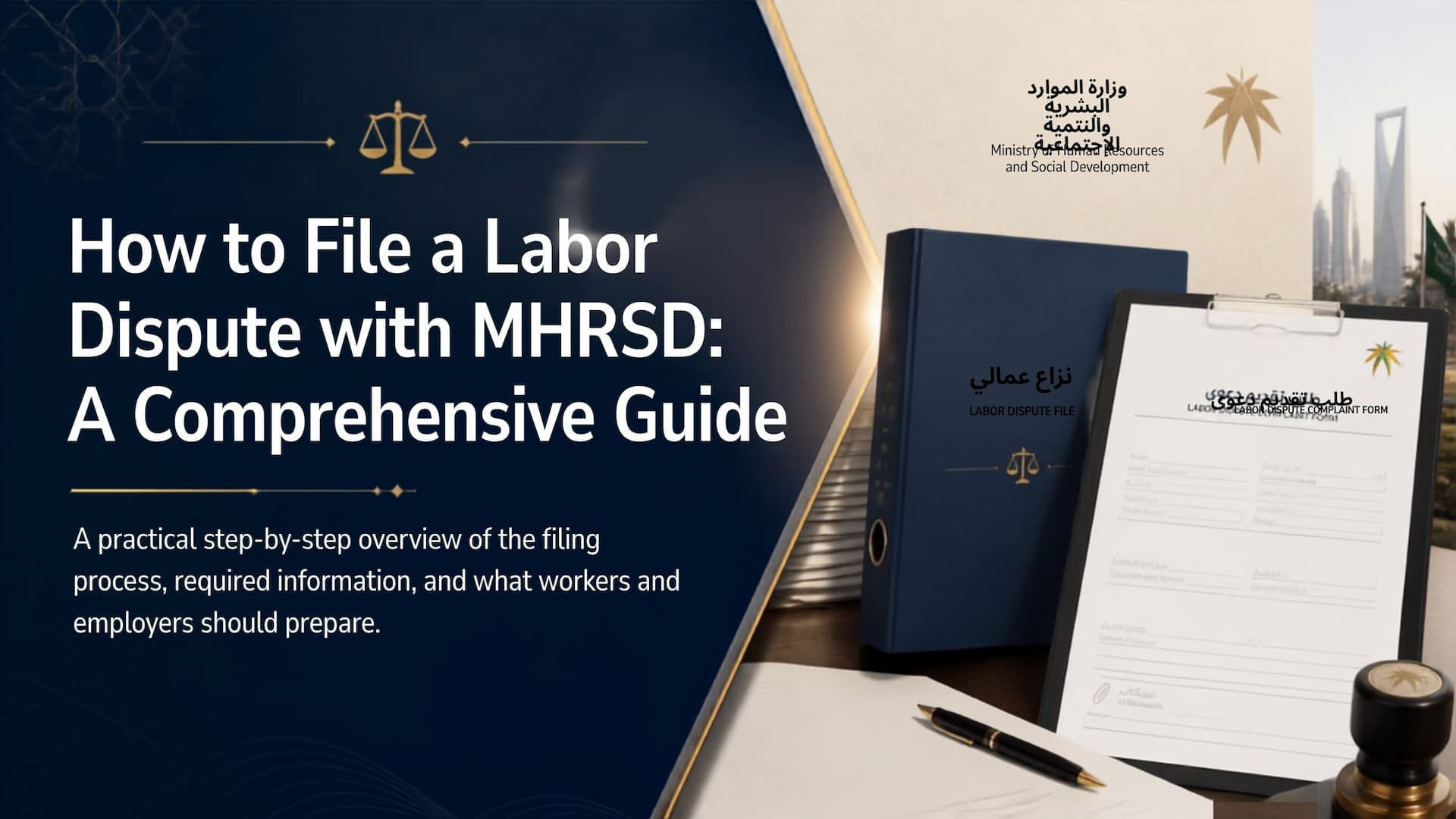Worker filing a labor dispute complaint with MHRSD in Saudi Arabia