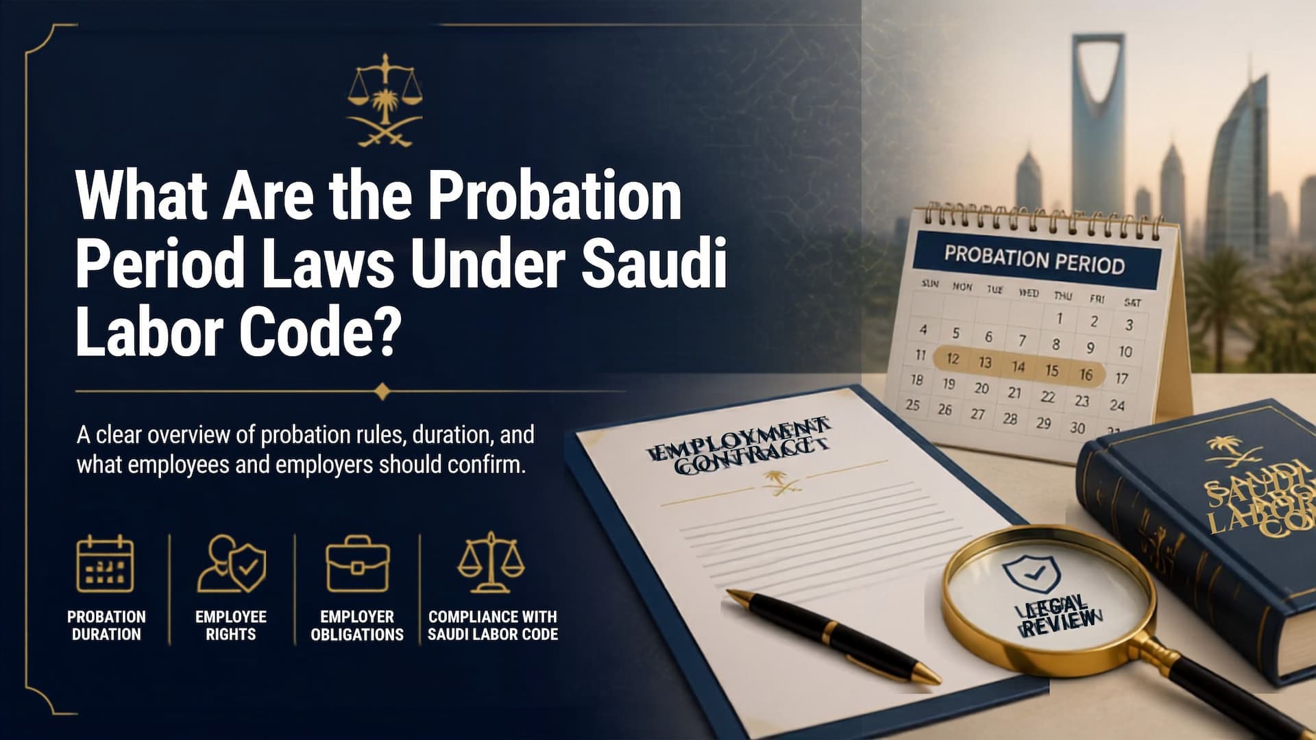 Employee and employer reviewing probation period terms under Saudi labor law